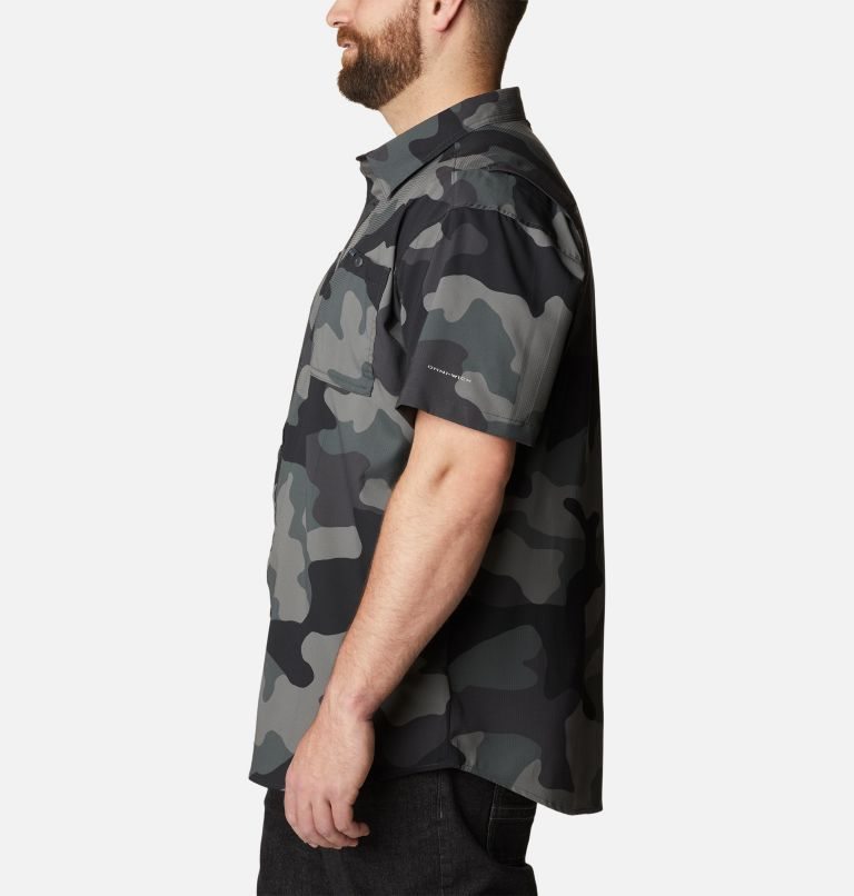 Men's Columbia Utilizer Printed Woven Short Sleeve Shirts Camo | Plus Size CA-T1054